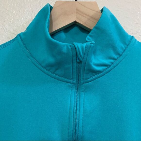 NIKE PRO Dri- Fit Half Zip Women’s Medium Aqua Green Thumb Hole Polyester. - Picture 3 of 16
